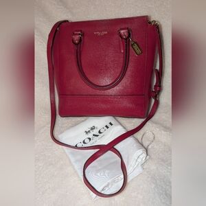 COACH Mini Tanner Leather Shoulder Crossbody Bag With COA Dark Red VGUC